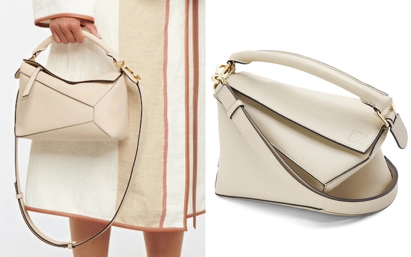 2021奶油白精品包推薦7:LOEWE 山羊皮Puzzle Edge手袋,NT95,000(小號)