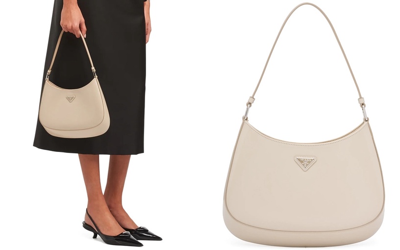 2021奶油白精品包推薦9:Prada Cleo拋光皮革掛肩袋,NT72,000