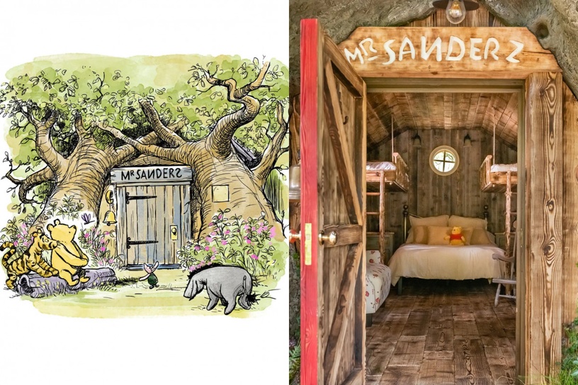 「小熊維尼樹屋」開放入住!Airbnb打造夢幻「Bearbnb」,百畝森林、大門招牌經典還原
