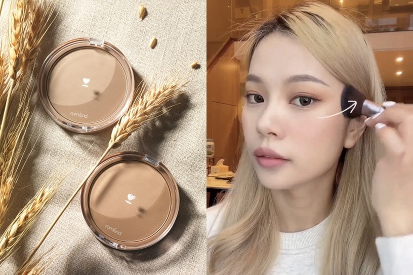 方臉腮紅畫法第三步:深色腮紅銜接修容