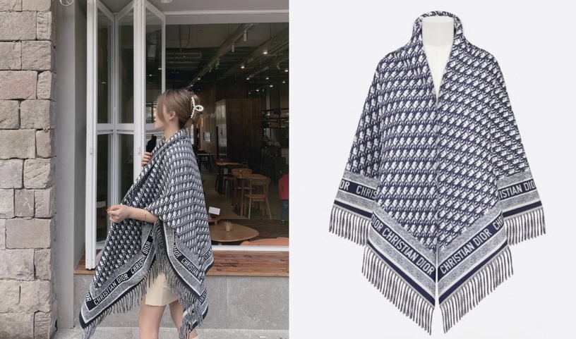 2021秋冬「精品LOGO圍巾」推薦:DIOR OBLIQUE 毛毯披肩,NT.56000