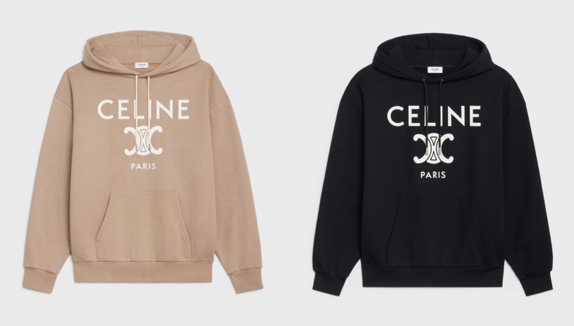2021秋冬「精品Logo衛衣」推薦:CELINE 印花抓毛寬鬆連帽衛衣,NT.27000