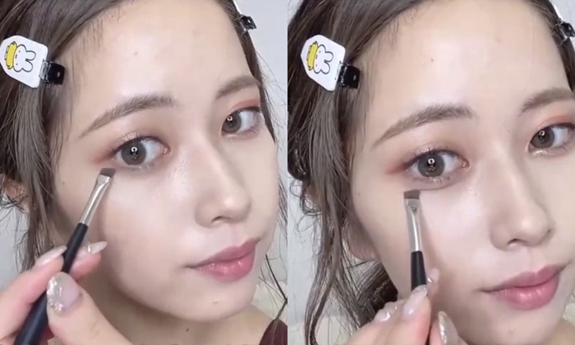 長臉化妝技巧1:眼影往橫向暈染