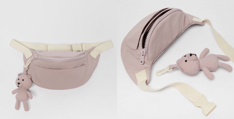 Zara2021冬季新品毛絨包:夢幻紫泰迪熊斜背包,NT.990
