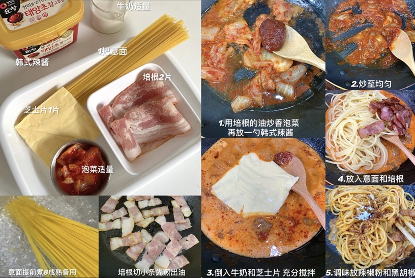 【宅家做料理】義大利麵食譜大公開!韓式泡菜奶油、蒜香培根蘆筍口味,零失敗美味上桌