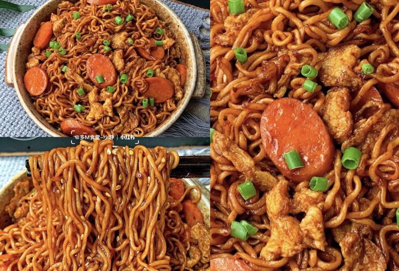 炒泡麵食譜 8:火腿炒泡麵