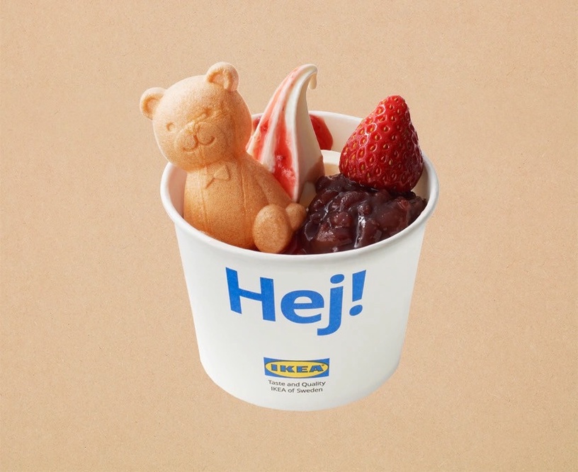 IKEA草莓季甜點：超萌熊熊草莓紅豆聖代 售價日幣250圓