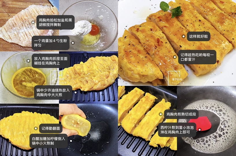 雞胸肉做法食譜 5:蜜汁檸檬煎雞胸肉