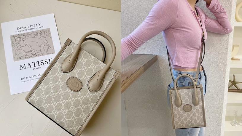 GUCCI 奶油老花迷你托特包,NT$39,000