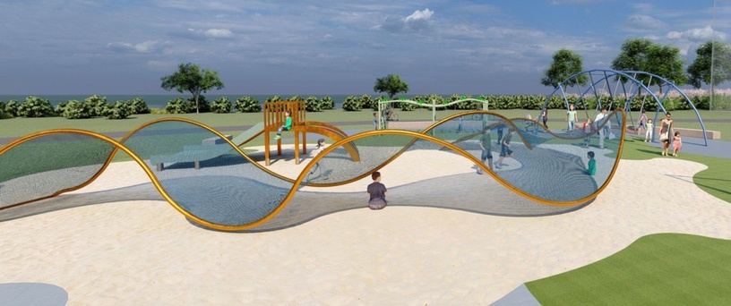北市河濱最高七公尺滑梯!北投「河雙21河濱公園遊戲場」年底完工,溜小孩好去處再+1