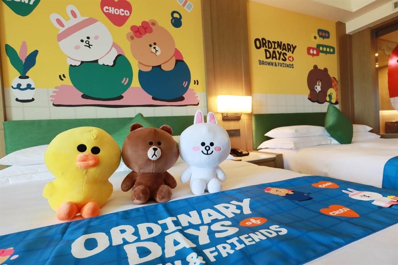 熊大、兔兔陪你一起睡!台中麗寶福容飯店「LINE FRIENDS主題房」,8房型「這天」搶訂