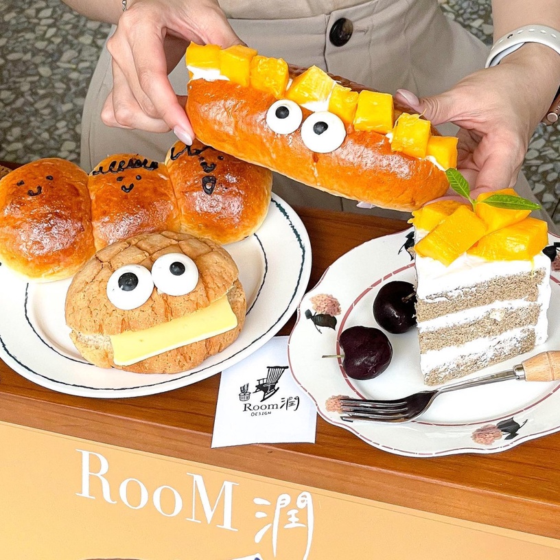 台中最萌麵包!台中復古咖啡廳「RooM潤」新開幕,奶酥三兄弟超可愛,芒果夾心酸甜必吃