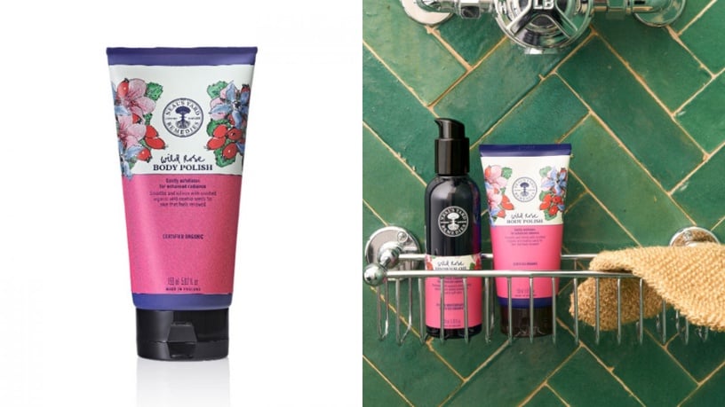 身體去角質推薦7:Neal's Yard Remedies 野玫瑰亮采身體去角質霜