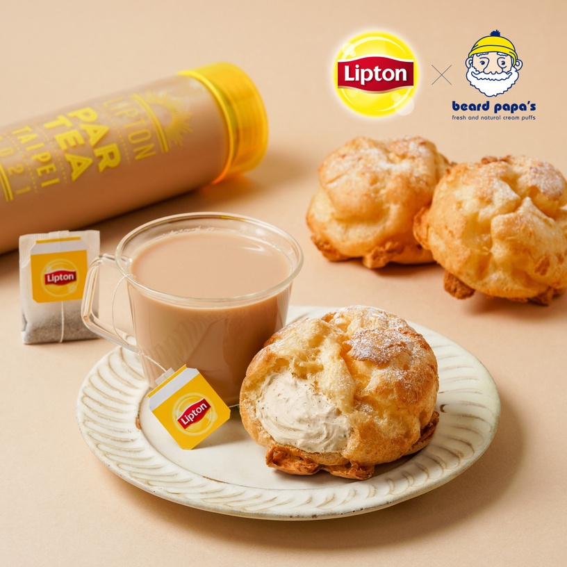 買一送一!beard papa's聯名立頓推奶茶泡芙,招牌紅茶加卡士達鮮奶油太讚,奶茶控開吃