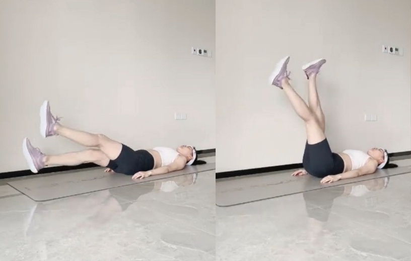 瘦小腹運動五:移動剪刀腿