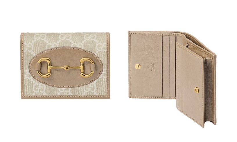 低預算奶茶色精品皮夾：Gucci Horsebit 1955 card case wallet，約NT$16,088