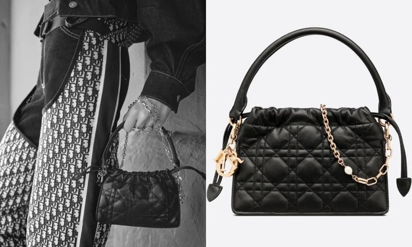 2023精品小廢包推薦6： DIOR Lady Dior頂部手柄束繩迷你手袋，NT$65,000