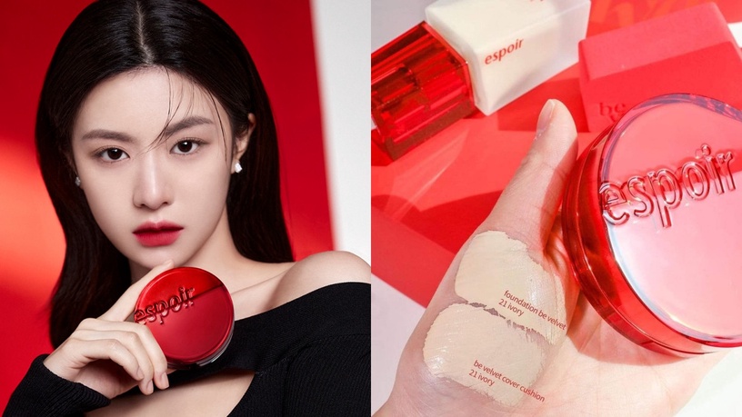 2023 OLIVE YOUNG必買彩妝推薦-【底妝篇】:Espoir 絲絨紅蓋氣墊粉餅