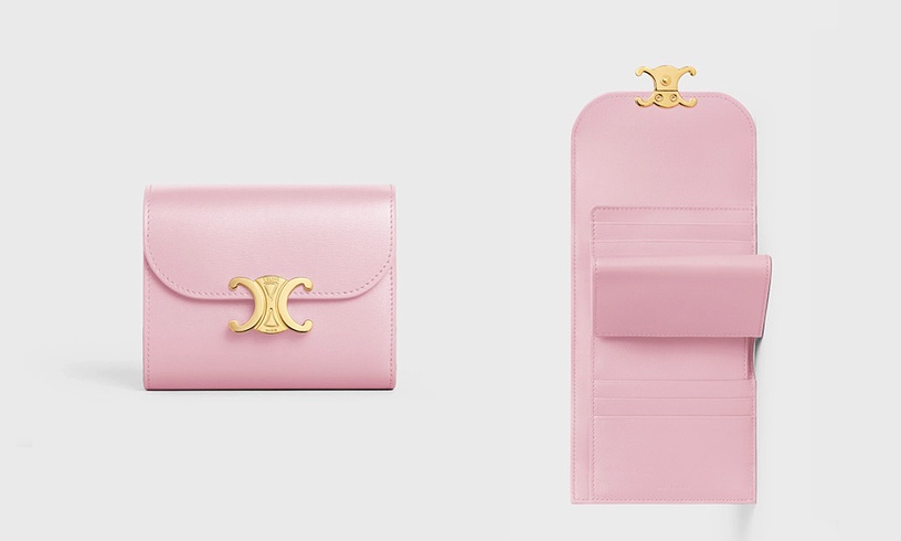 2023精品短夾推薦:CELINE 亮面小牛皮小型TRIOMPHE銀包,NT$22,500