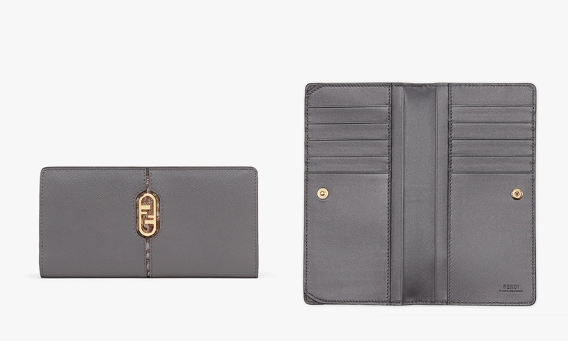 2023精品長夾推薦:FENDI O’Lock 深灰色皮革皮夾,NT$ 26,000