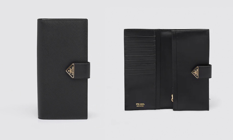 2023精品長夾推薦:PRADA Saffiano皮革及皮革長錢包,NT$26,500