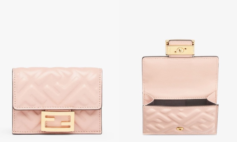 2023精品短夾推薦:FENDI Baguette Micro Trifold 粉紅色FF納帕皮革皮夾,NT$ 20,500