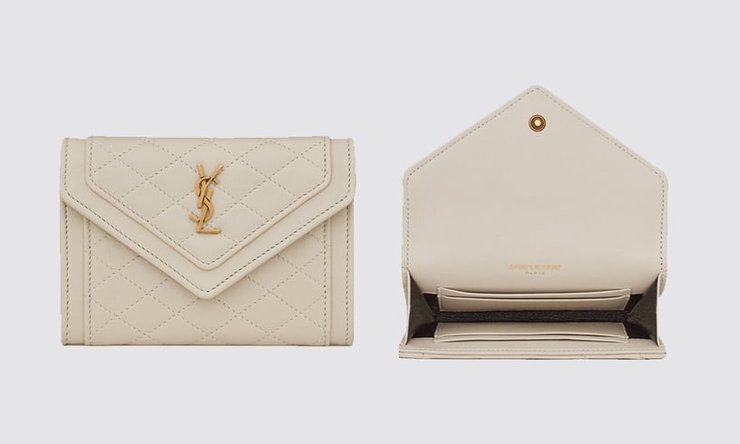 2023精品短夾推薦:YSL GABY絎縫小羊皮小型三摺錢包,NT$ 25,400