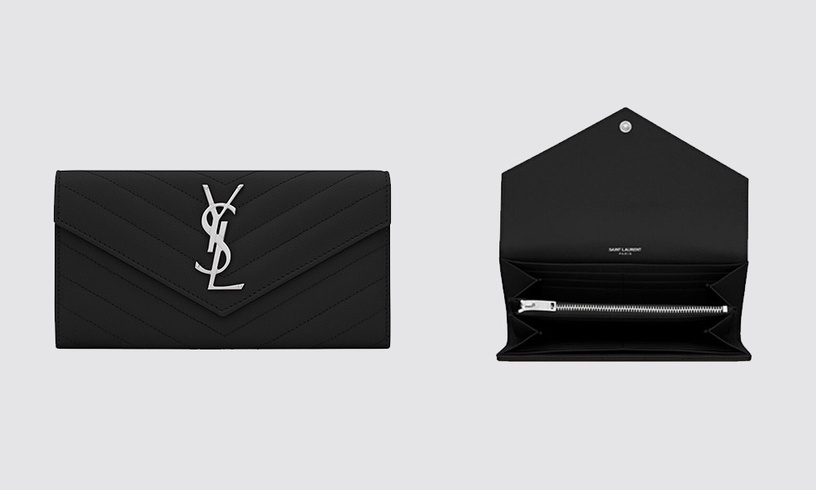 2023精品長夾推薦:YSL MONOGRAM粒面壓紋皮革大型翻蓋錢包,NT$ 25,400